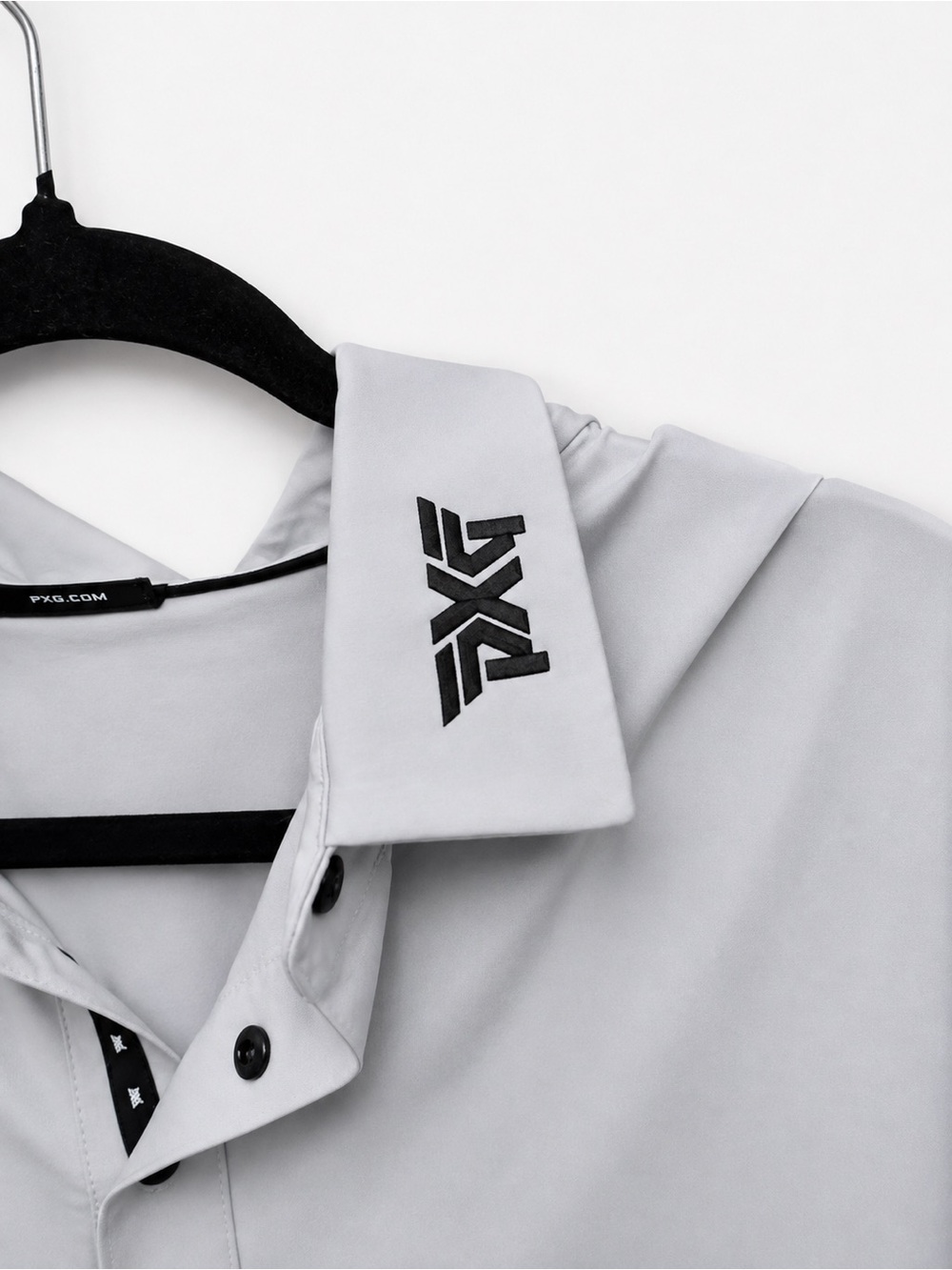 PXG Men’s Light Gray Button-Down Shirt with Black Logo